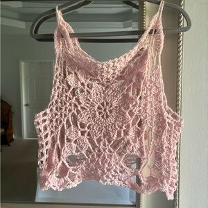 Pink Crochet Women Top